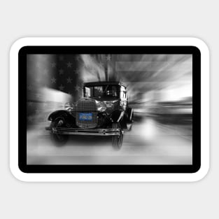 1928 Ford Model A, black and white Sticker